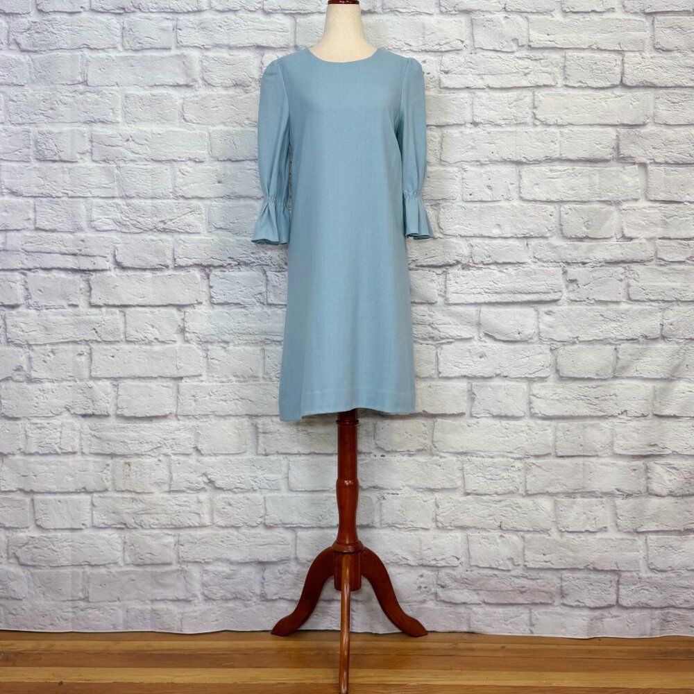 GOAT Light Blue Wool Crepe Shift Dress